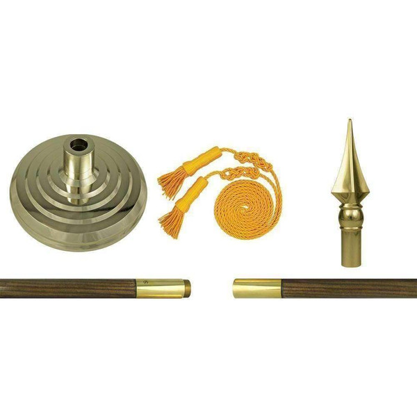 Deluxe Indoor Mounting Set (USA Made) Oak Pole, Stand, Ornament & Tassel
