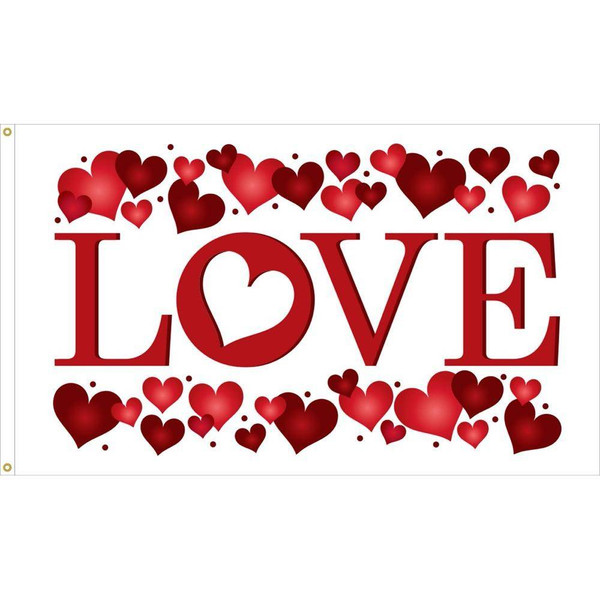 Valentines Day Flag - Outdoor Commercial - 3x5 Nylon Dyed Made in USA