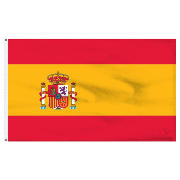 Spain Flag with Seal Nylon Dyed Made in USA