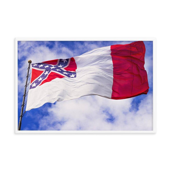 Third National Confederate flag Framed photo paper poster