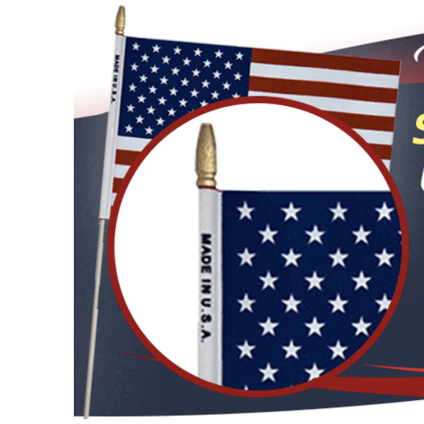American Flag on a Stick Made in USA 12x18 inch