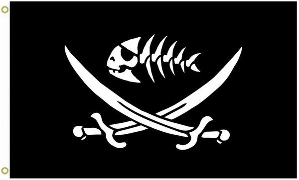 12x18 inch Fishbones Pirate Flag - Rough Tex