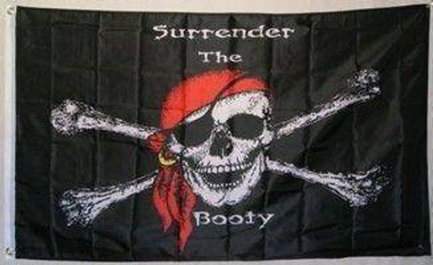 3x5 Pirate Surrender the Booty Flag Jolly Roger