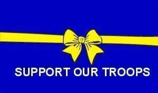 Support our Troops Blue with Yellow Ribbon Flag 3x5 ft. Economical