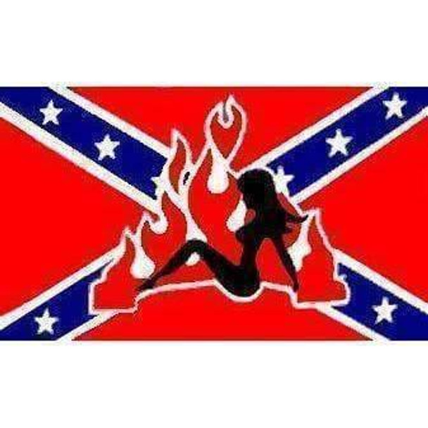 Rebel Woman Flame Retro Babe Flag 3 X 5 ft. Standard