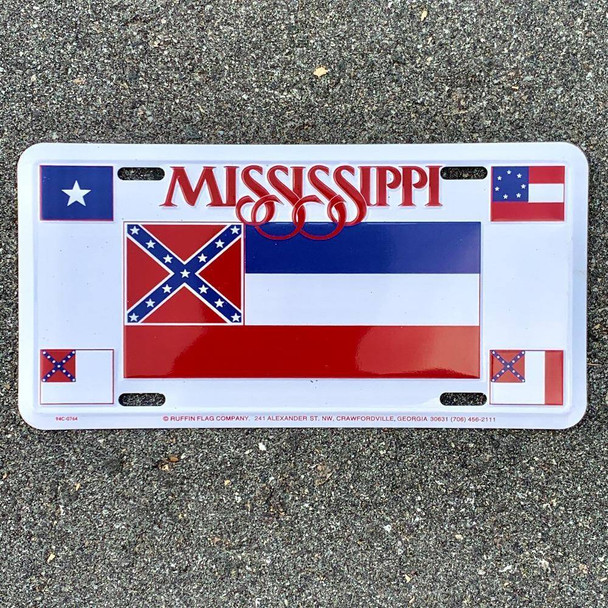 Mississippi 4 Flags CSA License Plate