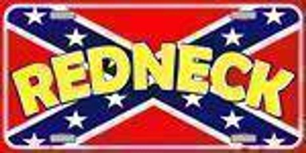 REDNECK ON CONFEDERATE FLAG License Plate DIXIE