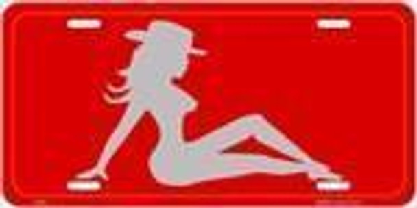 Mudflap Cowgirl - RED License Plate
