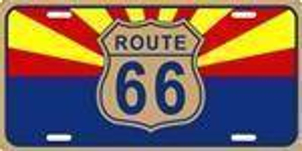 Route 66 - Arizona Flag License Plate