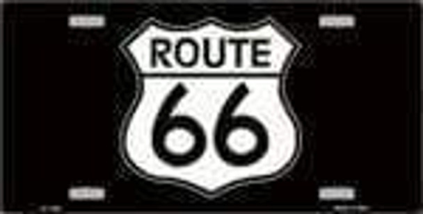 RT Route 66 Black & White License Plate