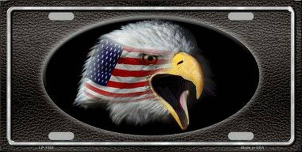 American Flag w/ Eagle Black Background License Plate Made in USA
