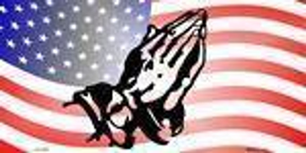 American Flag with Praying Hands License Plate