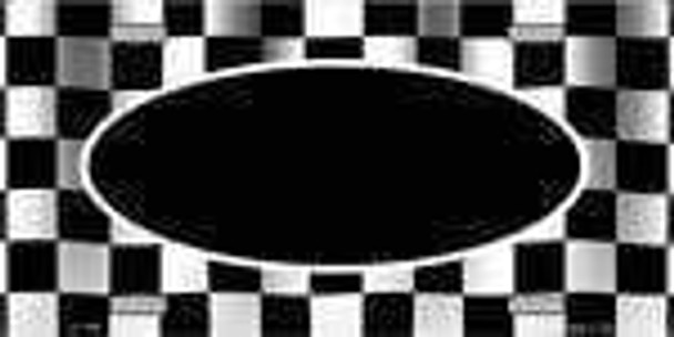 Waving Checkered Racing Flag License Plate - Ovals in the Middle Blank