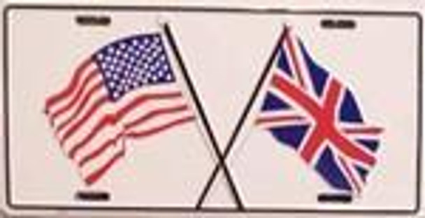 USA Britain Crossed Flags License Plate