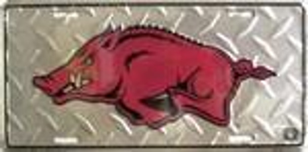 Arkansas Razorbacks Toolbox Silver Diamond Cut College License Plate