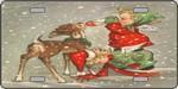 Baby Angels Feeding Reindeer Full Color License Plate