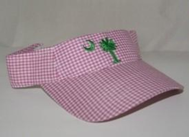 Pink and Green Gingham South Carolina Visor