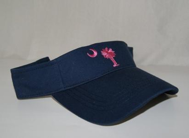 Navy and Pink South Carolina Visor