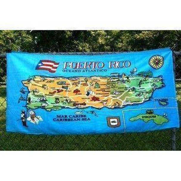 Puerto Rico Map Beach Towel