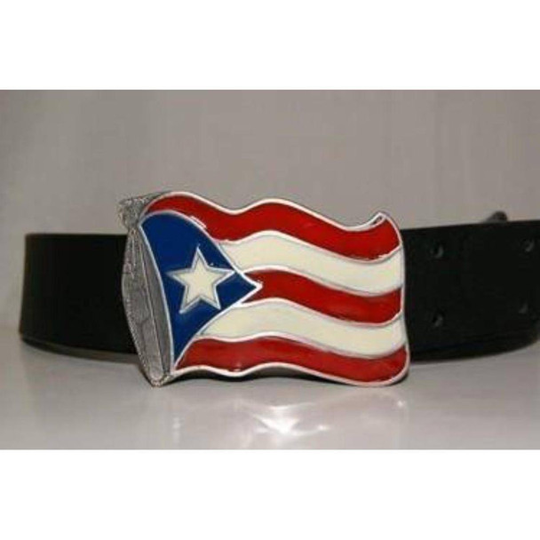 Waving Puerto Rico Belt Buckle
