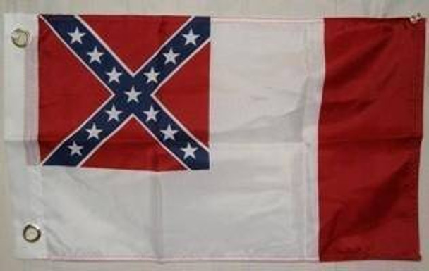 Confederate 3rd National 12" x 18" Flag with grommets - Standard