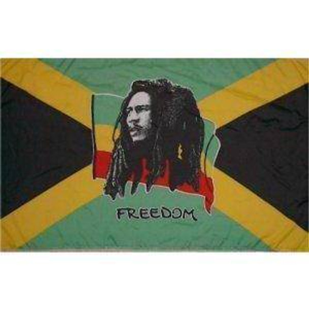 Bob Marley Freedom Flag 12x18 inch on stick