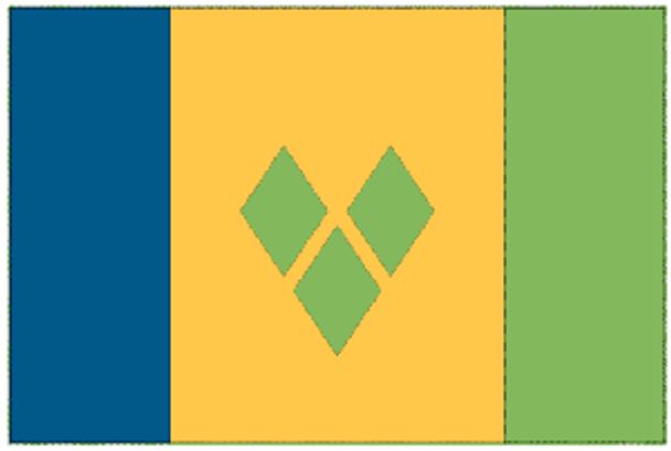 Saint Vincent and the Grenadines Flag 12 X 18 inch on stick