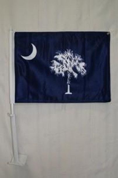 Blue South Carolina Double Sided Car Flag