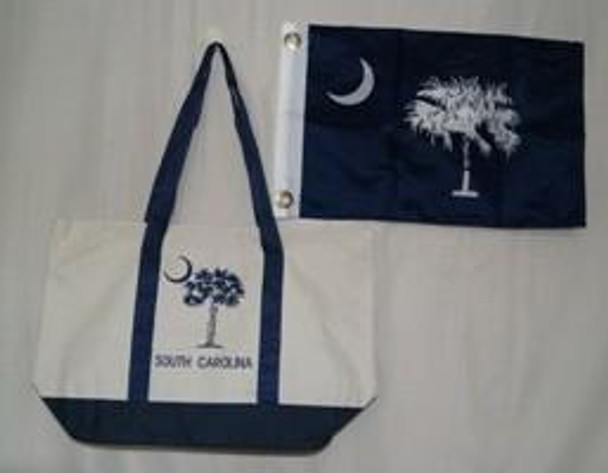 White and Blue South Carolina Beach Bag