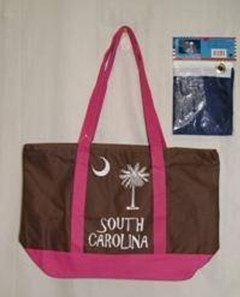 South Carolina Brown and Pink Beach Bag