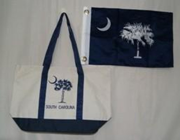 South Carolina White and Blue Beach Bag