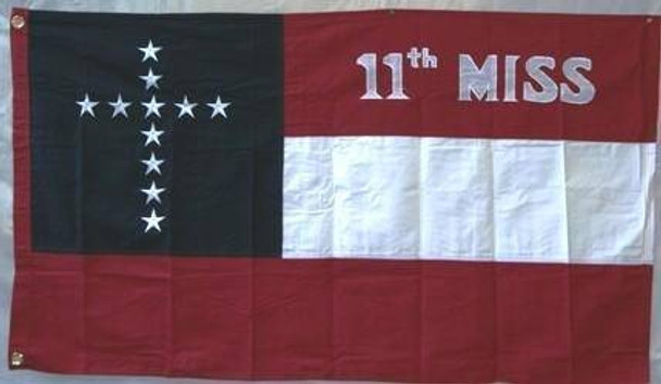 11th Mississippi Stars and Bars Flag Cotton 3x5 ft