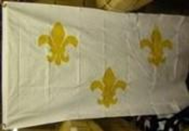 Fluer De Lis White Cotton Flag 3 x 5 ft.