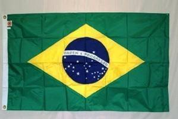 Brazil Nylon Embroidered Flag 3 x 5 ft.