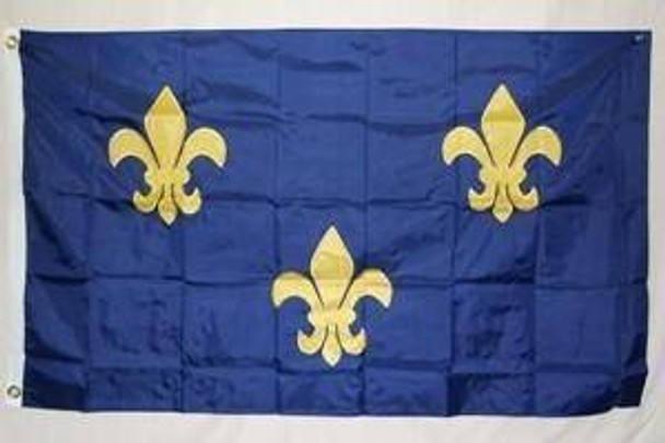 Fluer De Lis Blue Nylon Embroidered Flag 3 x 5 ft.