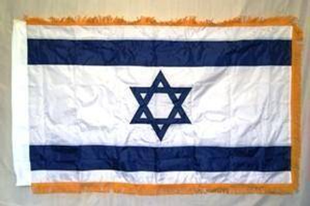 Israel Flag with Fringes Nylon Embroidered 3 x 5 ft.