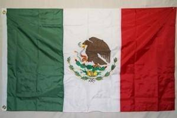 Mexico Flag Nylon Embroidered 3 x 5 ft.