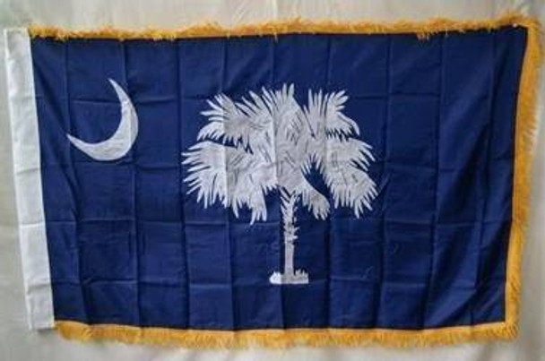 State of South Carolina Flag with Fringes Nylon Embroidered 3x5 ft