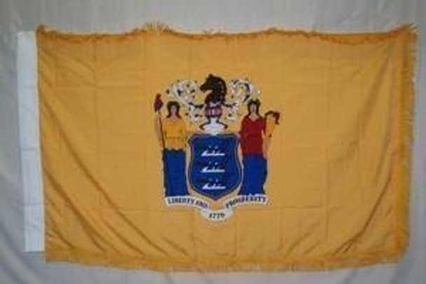 State of New Jersey Flag - Nylon Printed 3 x 5 ft. with Fringes