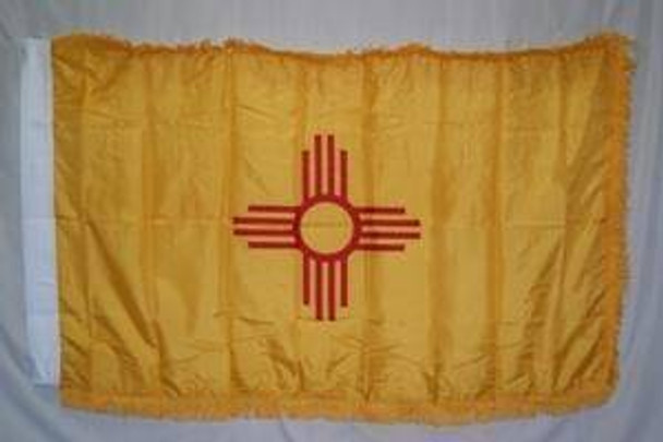 New Mexico Nylon Printed Flag 3 x 5 ft. with Fringes