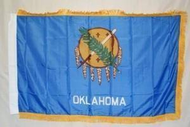 Oklahoma Nylon Printed Flag 3 x 5 ft. with Fringes