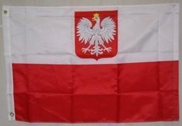 Old Poland Flag with Eagle Nylon Printed - 2 x 3 ft.