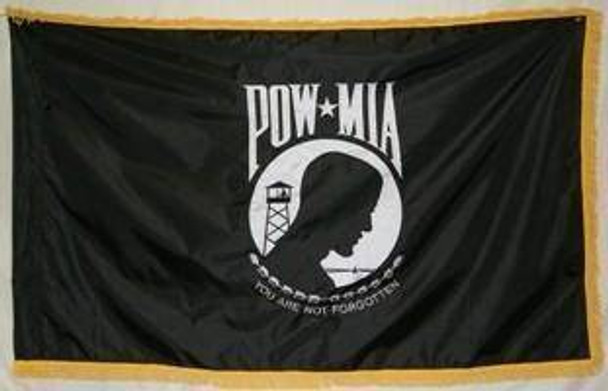 POW MIA Nylon Printed Flag 3 x 5 ft. with Fringes
