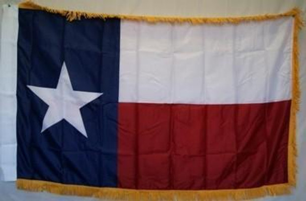 Texas Nylon Printed Flag 3 x 5 ft. with Fringes