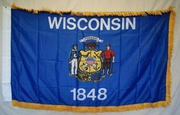 Wisconsin Nylon Printed Flag 3 x 5 ft. with Fringes