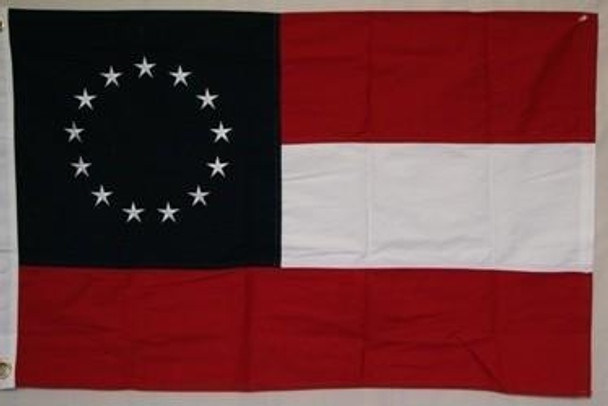 Confederate - First National Confederate - 13 Stars and Bars Flag - Double Nylon Embroidered - 3 x 5 ft.