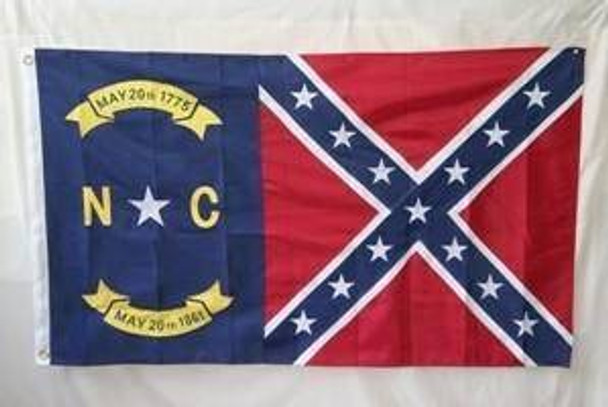 North Carolina Battle 2 ply Nylon Embroidered Flag 3 x 5 ft. Yellow lettering