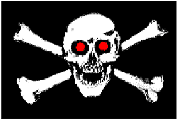 Pirate Skull with Red Eyes Flag 4 X 6 inch on stick