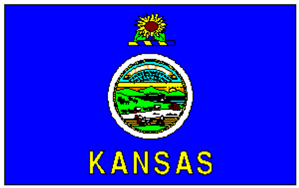 State of Kansas Flag 12 x 18 inch on Stick