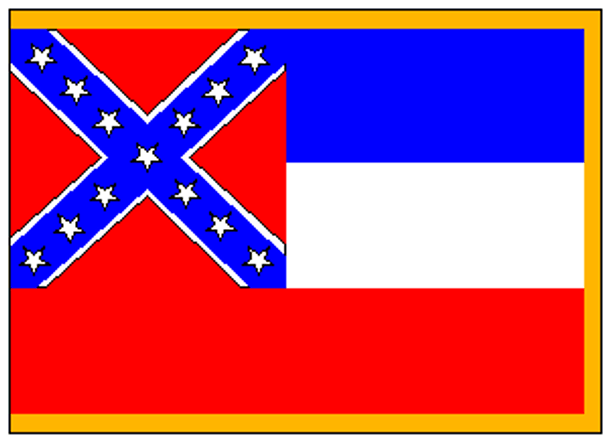 State of Mississippi Flag 12 x 18 inch on Stick